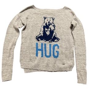 Gray Hollister bear “hug” sweater women’s size S